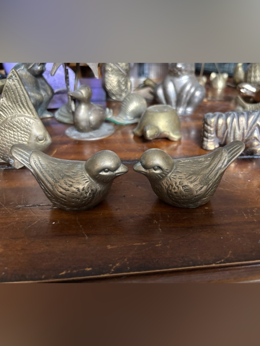 Brass Bird Figurines Set - Pair